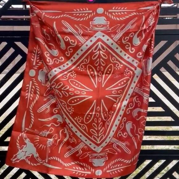 Highway Orange White Western Wild Rag Scarf - Picture 1 of 2
